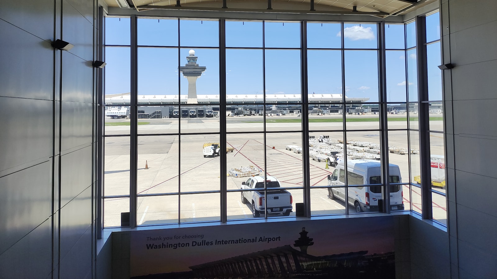 a view of an airport through a window