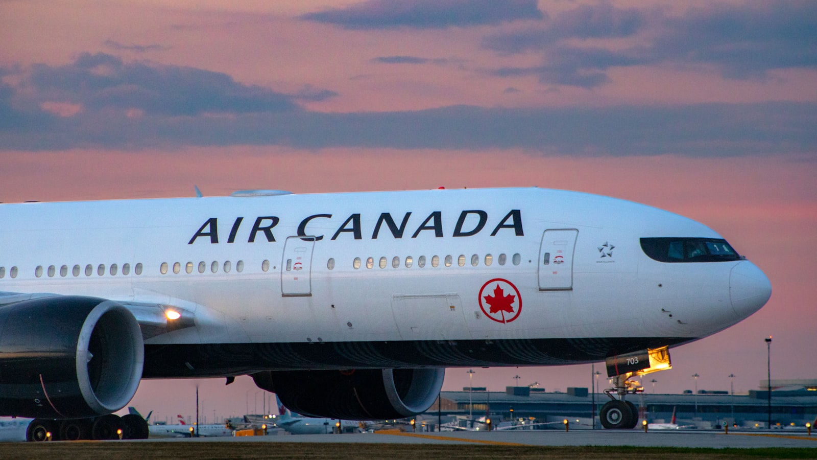 Air Canada airplane on the runway