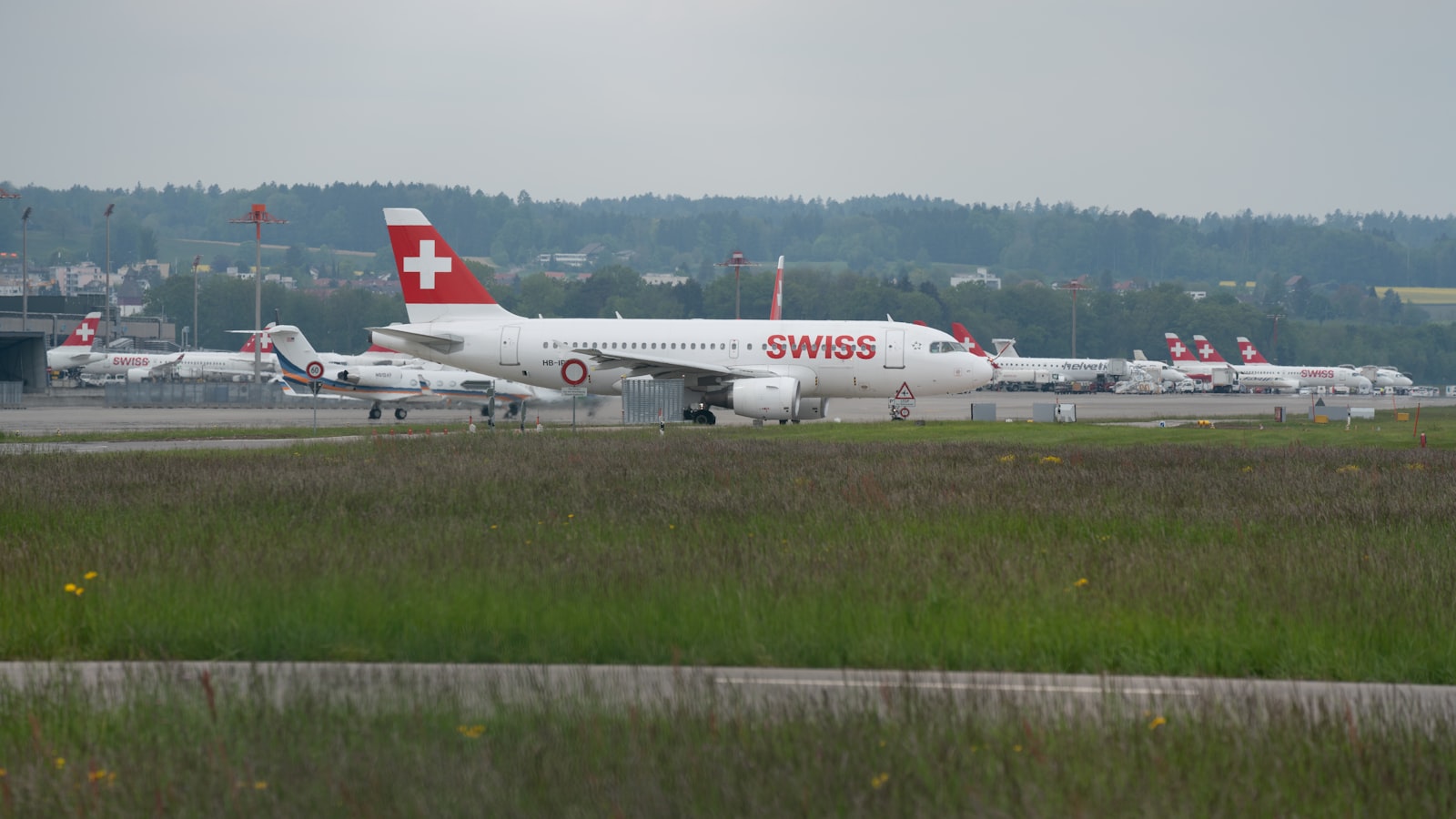 Swiss airplane on the runway