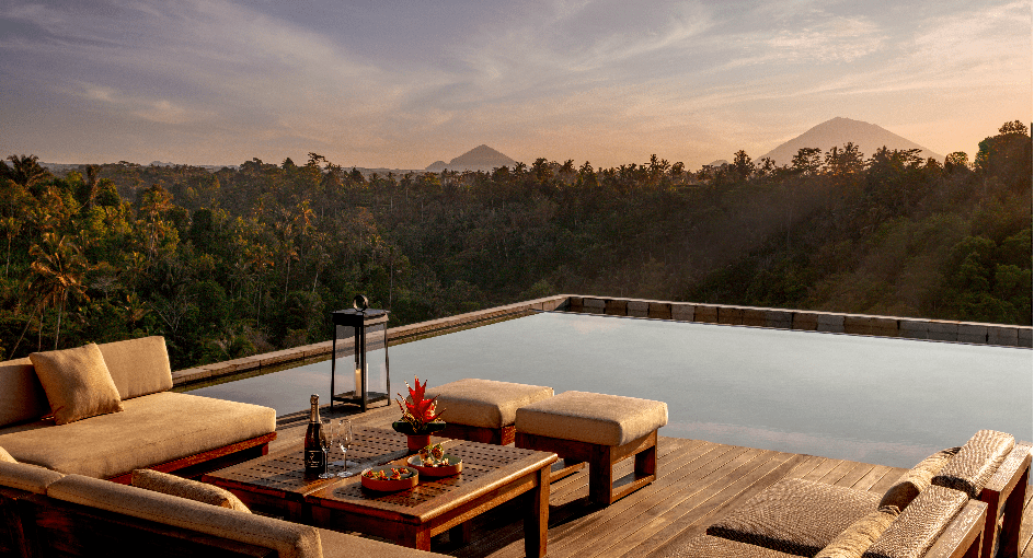 Infinity pool view from the Anantara Bali Ubud