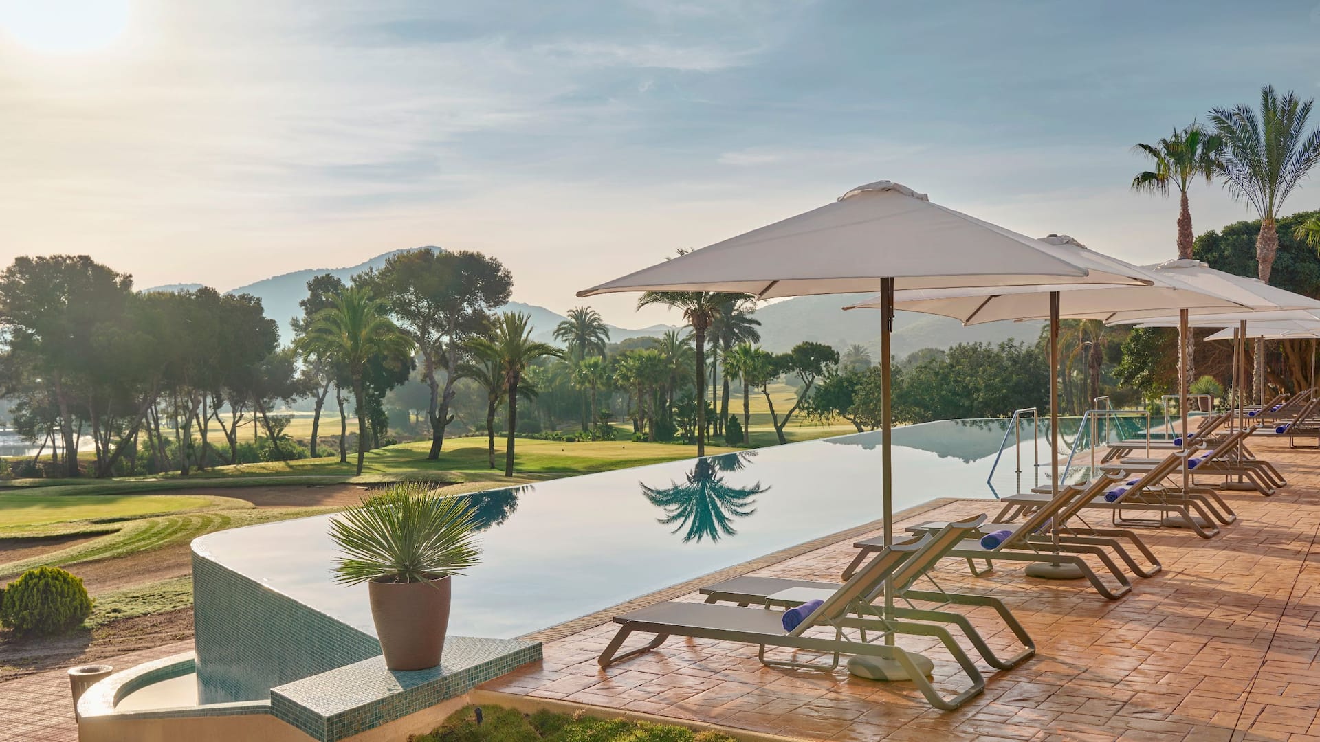 Hyatt property sunset pool view
