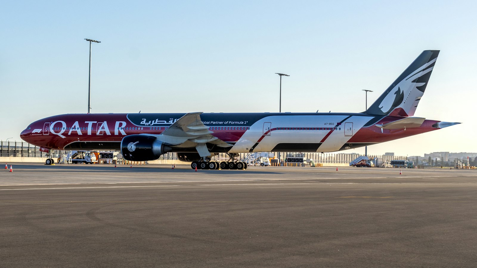 Qatar airways airplane parked on tarmac